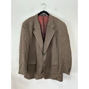 Vintage brown blazer camel hair blend mens 44 long small flaws